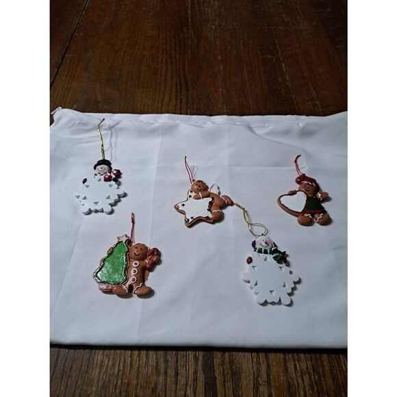 5 Vintage Christmas Holiday Ornaments You Can Personalize Snowmen Gingerbread - Picture 1 of 7
